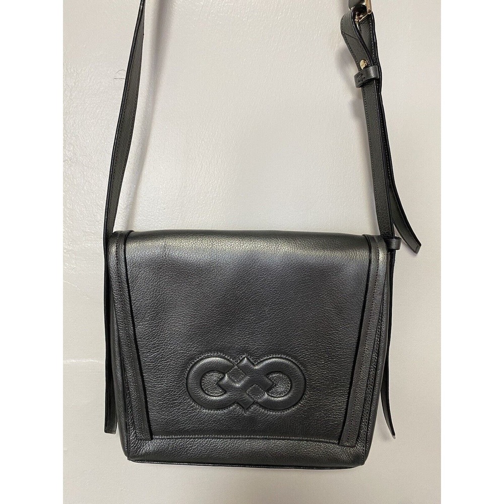 Cole Haan Metallic Silver Gray Magnetic Closure Leather Crossbody Bag Purse